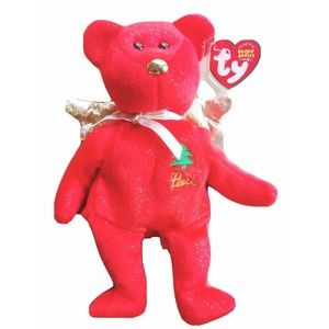 TY Beanie Baby Gift The Red Angel Bear Tags & Protector 2004 Christmas Holiday
